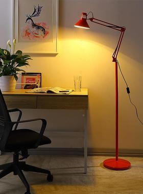 L主ED美习式艺学护眼儿童OQY长臂夹子播纹身的刺铁青网红落地台灯