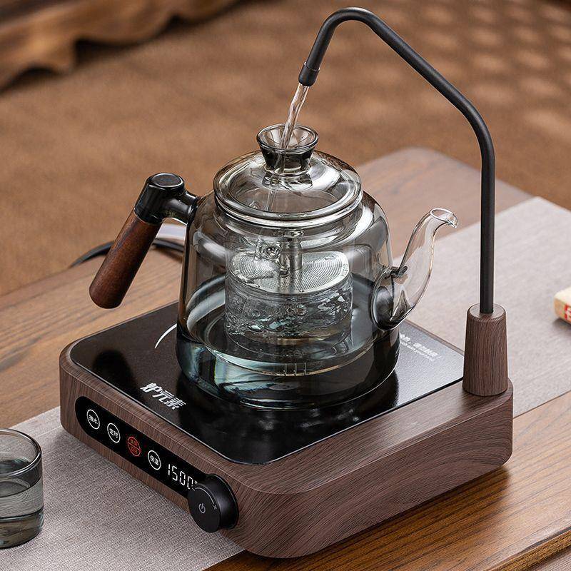 新款自水上抽水动电璃陶炉煮47901茶炉器烧水胡桃木全玻大容量蒸煮茶壶