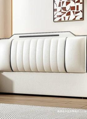 新款实床木软包床头靠背落地一体床单头买靠超板薄实木双LIC人床