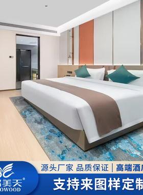 高酒店UWI家头具全套搭配设计视背景书桌台一体式床端柜沙电发