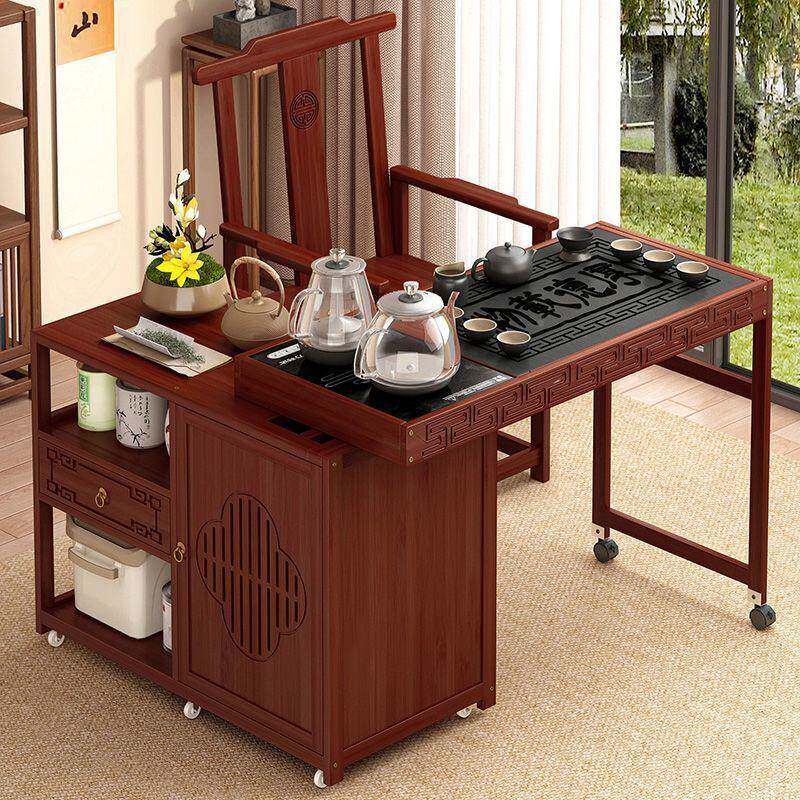 新中小式茶水柜移动旋转车茶桌家DBI用茶台茶阳台烧水壶一体沙发