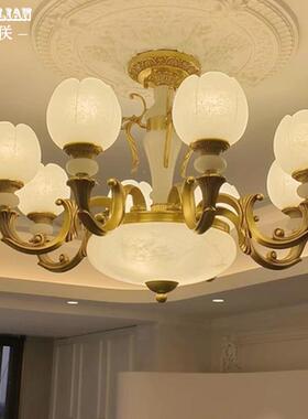 欧式墅别客厅中空大厅餐高厅全铜吊灯式复楼端大气主卧FGD室美式