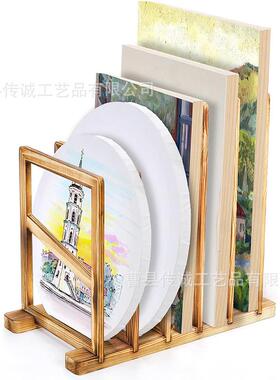 木质干油画TIH晾架桌面分隔画布置物层架多画板艺术品收纳架展览