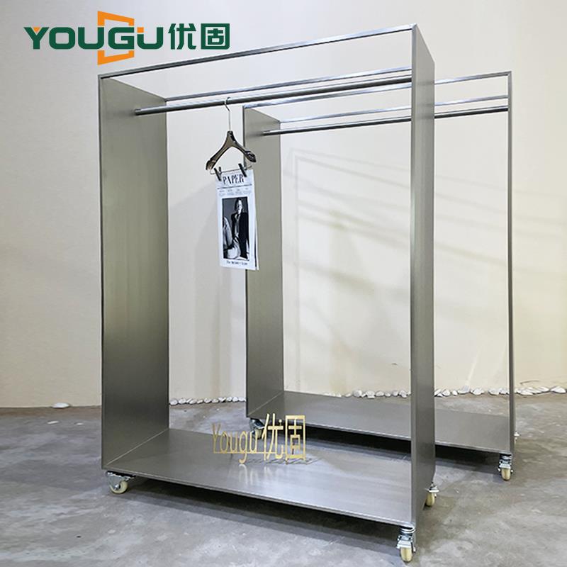 服装店展示架不锈钢移动中岛架落地式挂衣架铺陈列架道具可移动