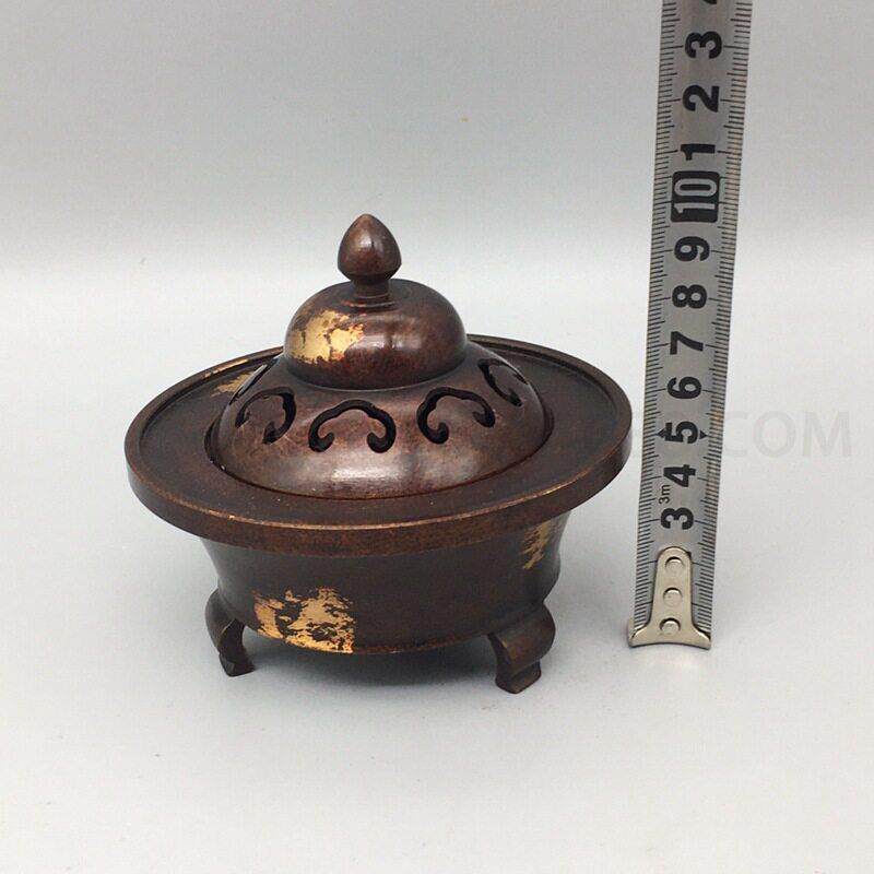 铜器摆件铜香炉复古紫铜色薰香炉家居装饰工艺礼品摆饰铜香炉摆件