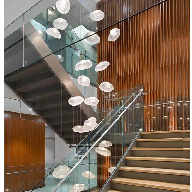 t别墅中空挑楼梯吊灯现代简约云朵玻璃灯罩高复式楼lof公23090寓,家装灯饰光源,智能吊灯,淘宝优惠券,粉丝福利购,淘宝优惠卷