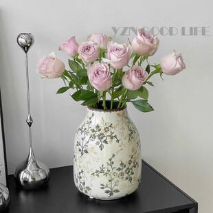 繁花复古陶瓷客花瓶PEK园摆件厅水培插花创意感田品风装饰新呗欧