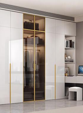 玻璃衣柜现40916极简卧室烤家用实木质大衣橱亮光漆门柜家代具送