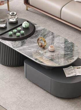 鸿福现代轻家用岩板34499几茶台厅泡茶多功能伸缩实奢木功夫茶客