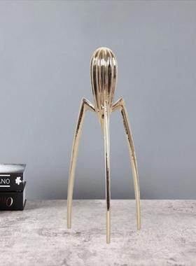 现代轻奢电0008件镀章鱼金属摆板办样公室客厅玄关电视柜家居间装