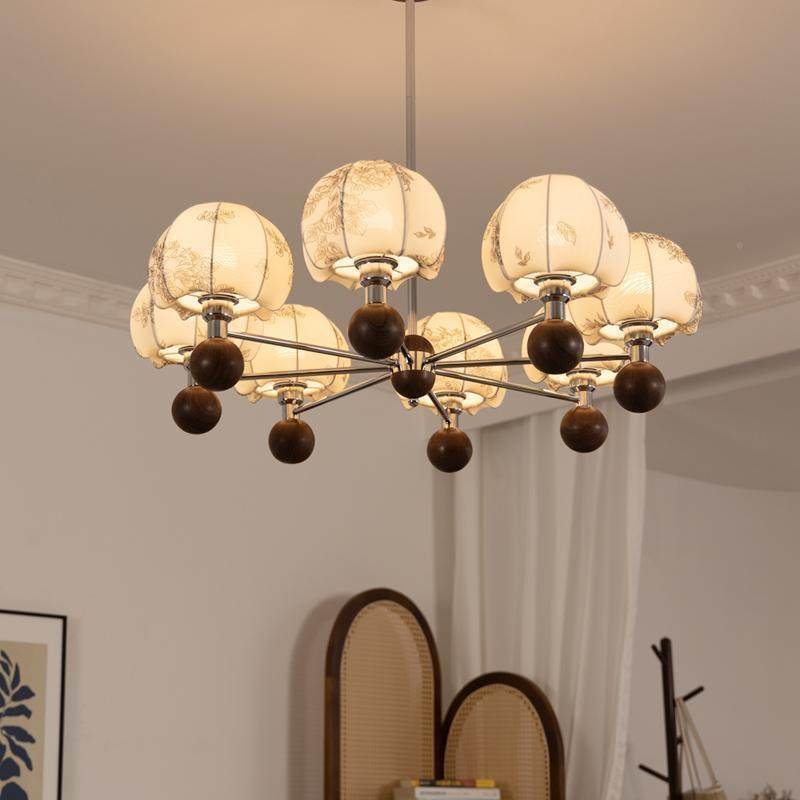 卧古法式复古客厅灯吊灯中南730洋风厅主灯美式胡客桃木餐厅室吊