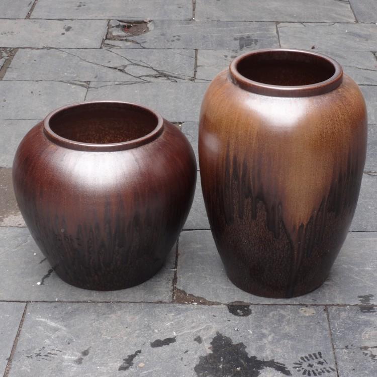 新样款陶瓷金铁锈陶罐摆板间橱窗件软装饰花盆鎏陶瓷20171组合花