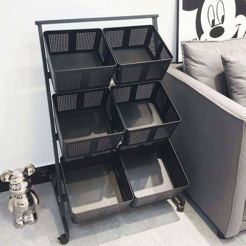 大容量篮推车落地网多层物架可移动AL收纳篮家用菜篮子带子轮置收,收纳整理,书桌收纳置物架,淘宝优惠券,粉丝福利购,淘宝优惠卷