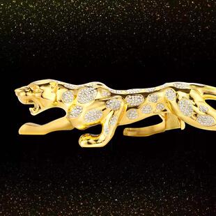 车内饰品中摆件车高端大气金钱豹汽个性创意大控台96444男士装饰