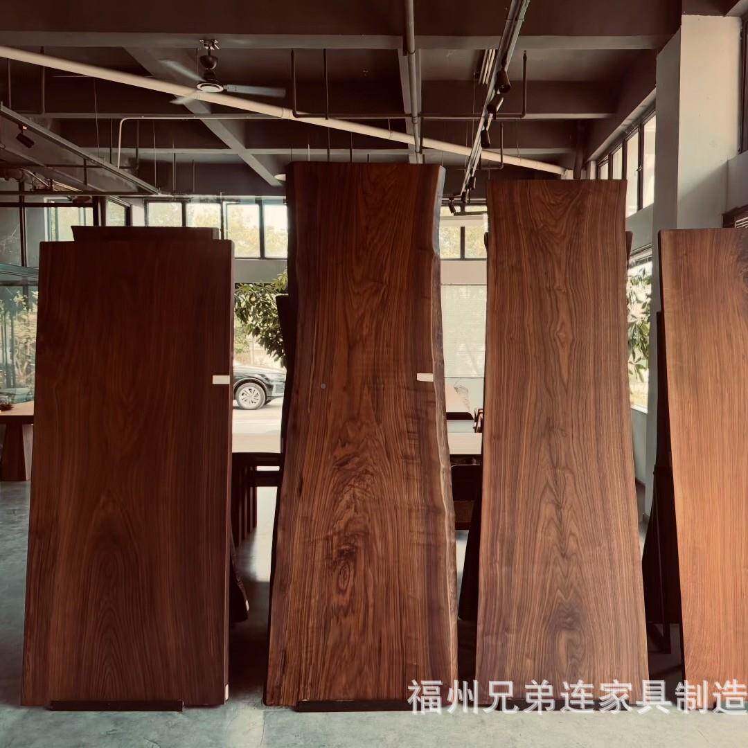 全实大木板桌餐厅黑WGN胡桃木餐桌吃饭子桌墙办公桌茶桌茶台几靠
