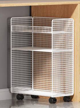 桌下置物宿架舍桌旁书架可移动带轮落地办公桌本边推YMX书车绘收