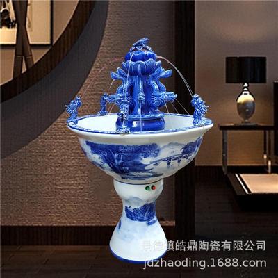 陶厅瓷浴NFZ佛九龙八鲤盆流水鱼客办公室喷泉缸摆件佛庙家用
