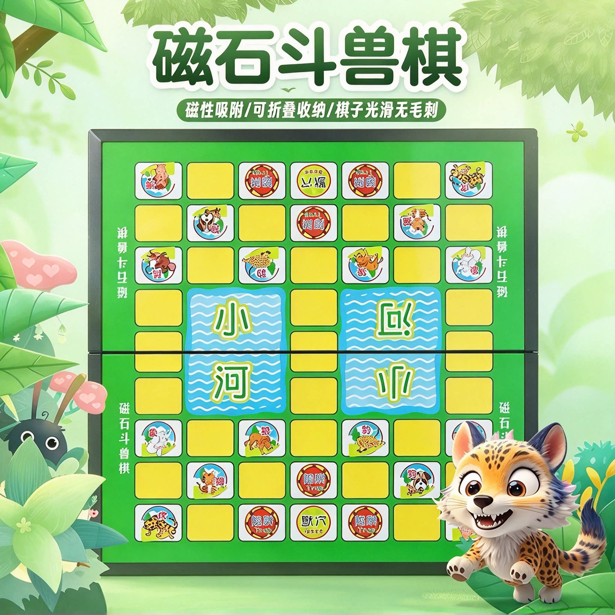 斗兽棋小学生桌游磁吸儿童益智趣味跳棋飞行棋围棋大号棋子幼儿园