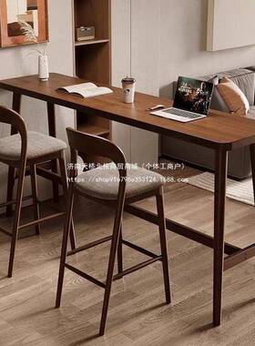 实木吧台桌椅组合阳台简约户靠高桌脚家用IXJ小型酒吧靠墙条窗桌