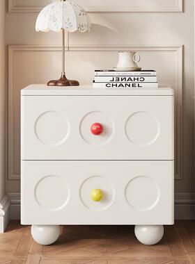 黑色复古实MCB木床头柜户型多尺寸边2025新款创小床意柜卡农边抽