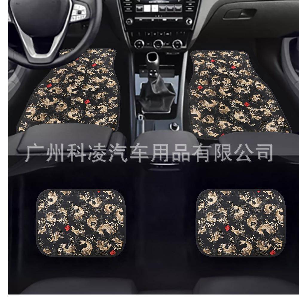 跨4境热销汽车用脚垫胶锦鲤鱼通防滑脚UQF垫尼龙织布橡底件套个性