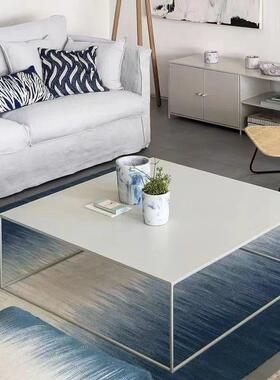 网红黑色茶几铁艺矮桌发简约正方形茶几客厅小轻家奢沙用NIS现代