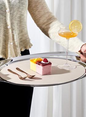 欧式轻盘奢不锈钢镜面高盘水果盘香槟置物OYF托下午茶托点心档托