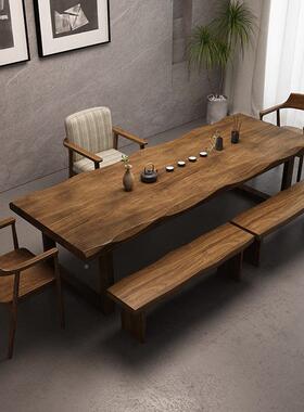 新桌中式实木茶桌家用泡茶一体木大板桌茶RNQ台原一套整办公室茶