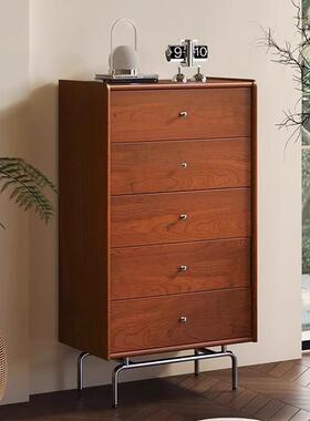 中古风实木柜五斗柜复古客厅六斗靠墙储物收JOJ纳樱桃木九柜柜边