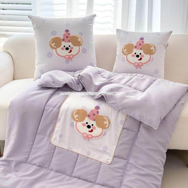 卡通可爱毛巾绣二抱枕被子合96775848一办公室沙午睡毯子发便车载