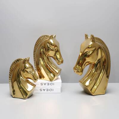 简约创意树脂色马件头摆样板房酒0162店家饰居金玄关书房桌面客厅