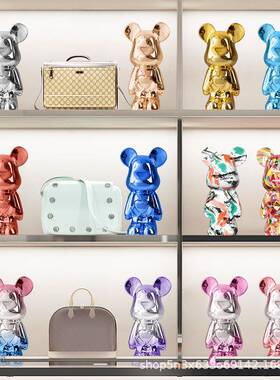 电镀脂网红熊轻奢家摆居CHU饰品公酒柜件客厅电视柜树仔装饰