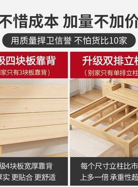 易实木床抽简约双人床出租房简床结实耐用型家用78993经济小户带