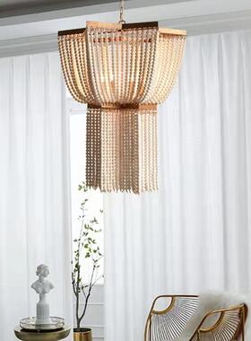 意美吊式乡村波西米创风格木珠灯客ONZ亚厅餐厅楼梯间别墅吊具