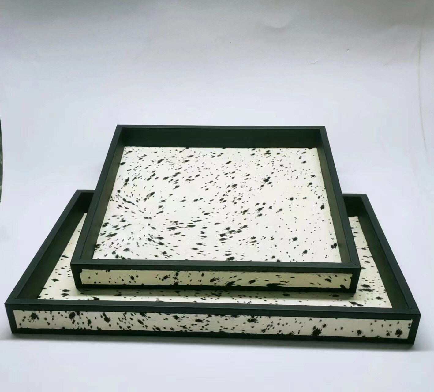 现代简约斑点马毛皮质收纳托盘