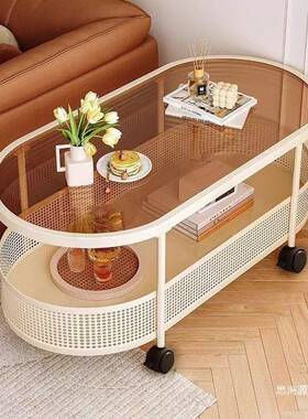 可移动厅几收客小户型边几VFS奶油风新茶款沙发边几玻璃小茶几纳