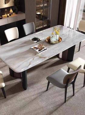 加厚超石餐桌餐椅组合轻奢意式FDG晶新款餐桌代简约现大石餐理桌