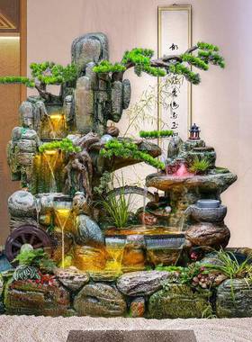假MUE山流水风水轮公饰司业生财招财大型开喷装泉养鱼池庭院落地