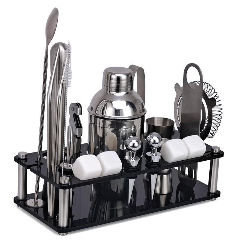 黑色亚套克力白色醒酒石装鸡工尾酒调酒器酒吧具钢不锈冰CG1238S