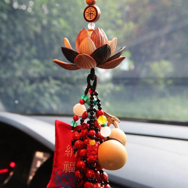 莲花挂手工莲花车挂件纯车手工编制真葫芦红929豆汽车挂件车饰品