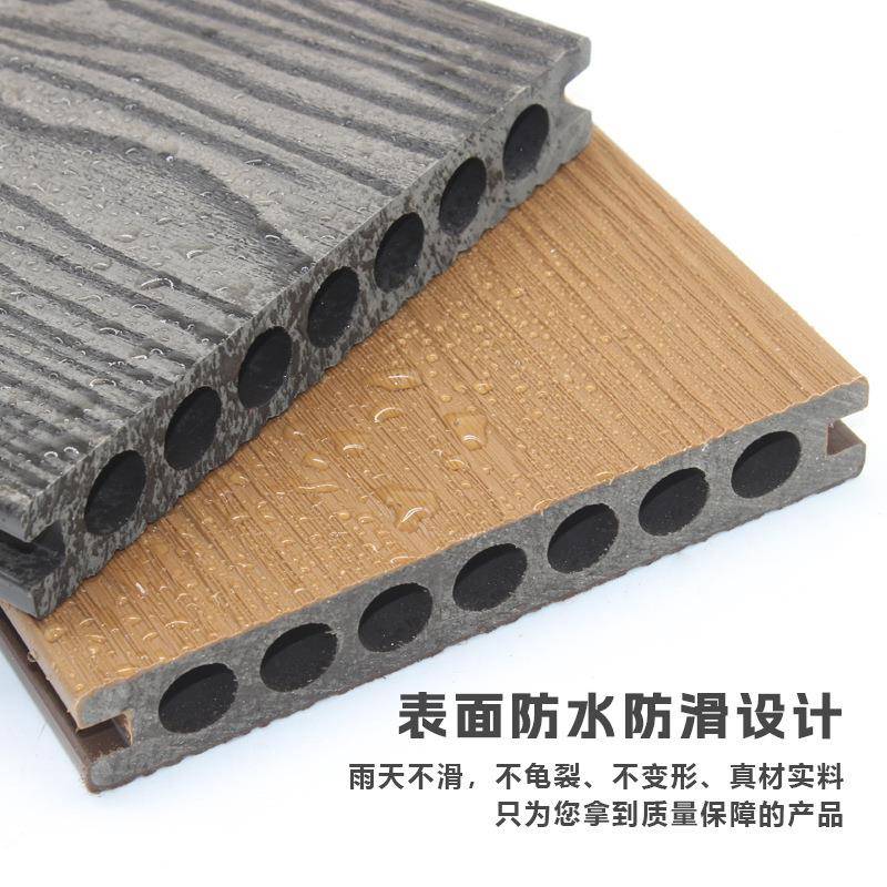 WO塑木地板木户SUO外可庭院露台阳台自铺防腐潮共挤圆孔塑防地板