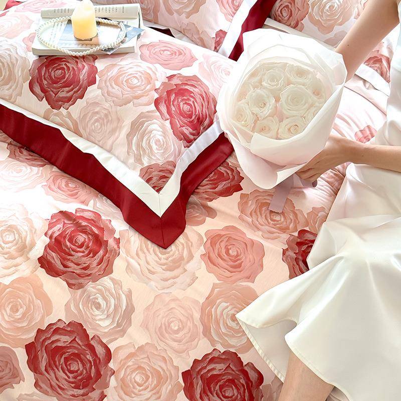 丝滑莱赛尔天丝YC96长绒婚庆件四套被棉套婚四季通用床上结用品