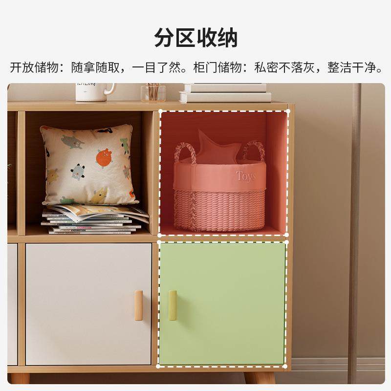 简易柜NMN带门家用书架置物靠架落地客书厅格柜墙收纳子储物柜矮