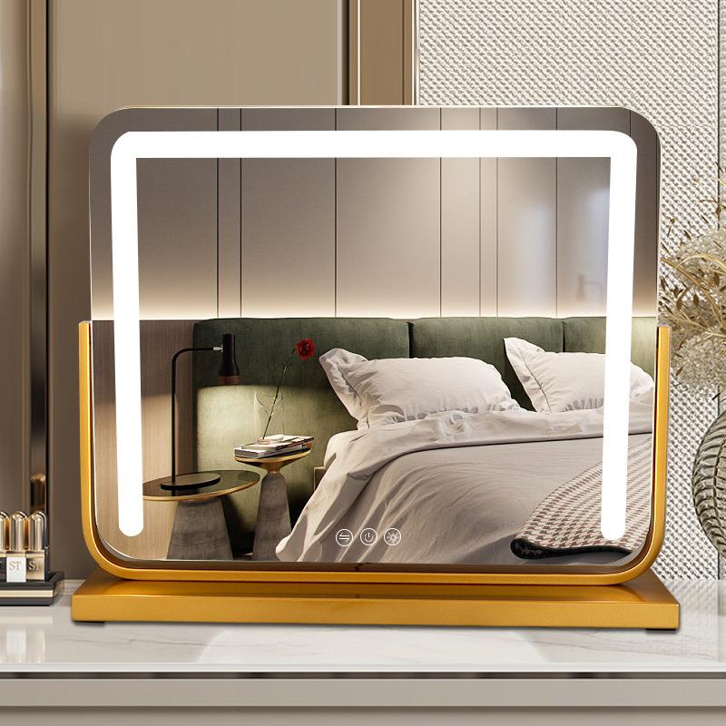 台式可旋转NGU电化妆镜奢大镜子带LED灯室卧现轻代简充约