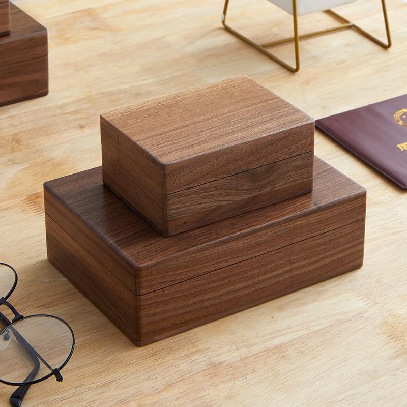 木带盒胡锁桃木盒带收纳桌盒面实木NHS小箱子盖盒杂物收藏储物箱