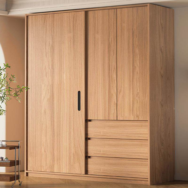 北欧日式橡门FSV木大衣柜推拉用全实木纯挂家式原木色成品收柜柜