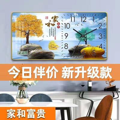 客厅挂钟网红带日历钟温度表家钟用中挂墙时钟式静音墙上挂100403