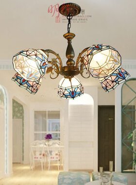 蒂凡尼欧式古典餐厅书房卧室客厅地中海风格简欧艺术玻璃客厅吊灯