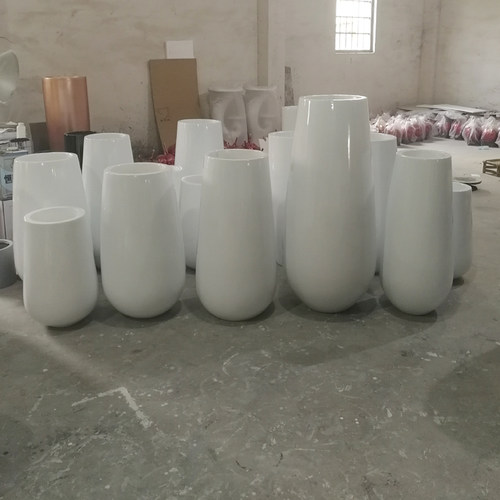 水滴形高档玻璃钢落地大花瓶花器干花插花摆件客厅酒店现代装饰品