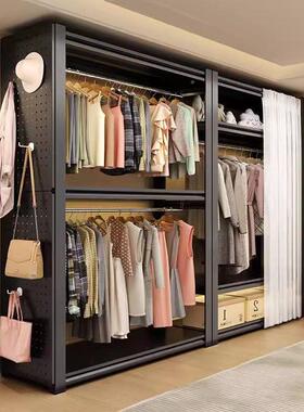 架柜家用组合衣架卧室租房衣物收UIK纳架简易组装货钢衣制防尘出